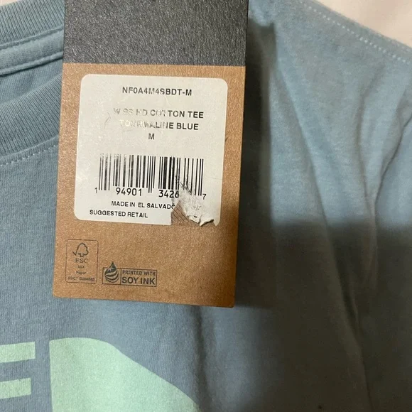 The North Face Men's Gray T-Shirt with Light Green Logo - Picture 2 of 3